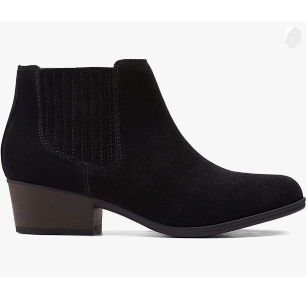 CLARKS Women’s Adreena Flora Suede Leather Bootie In Black US Size 10 - Picture 4 of 4